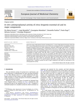 In&Nbsp;Vitro Antimycoplasmal Activity of Citrus Bergamia