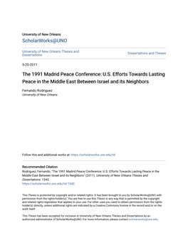 The 1991 Madrid Peace Conference: U.S