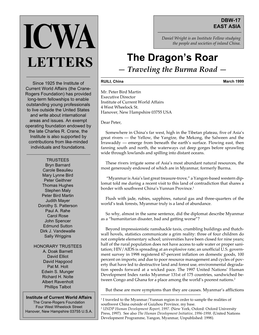The Dragon's Roar: Traveling the Burma Road