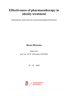 Effectiveness of Pharmacotherapy in Obesity Treatment ------Targeting the Central Nervous System and Peripheral Hormones