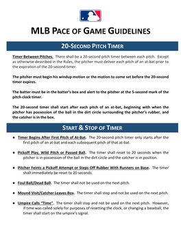 Mlb Pace of Game Guidelines