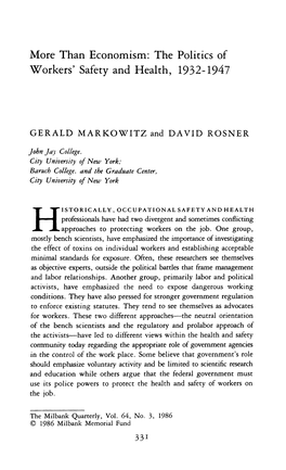 Than Economism: the Politics of Workers’ Safety and Health, 1932-1947