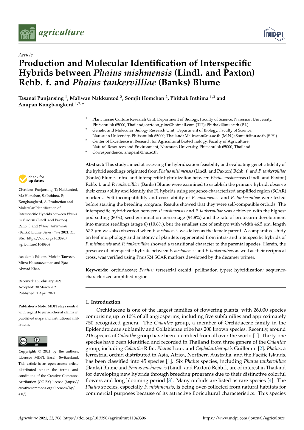 Production and Molecular Identification of Interspecific