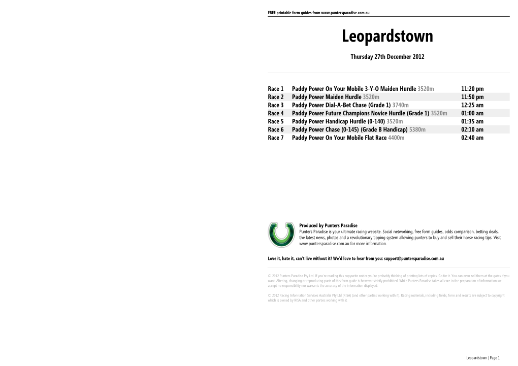Leopardstown FREE Form Guide