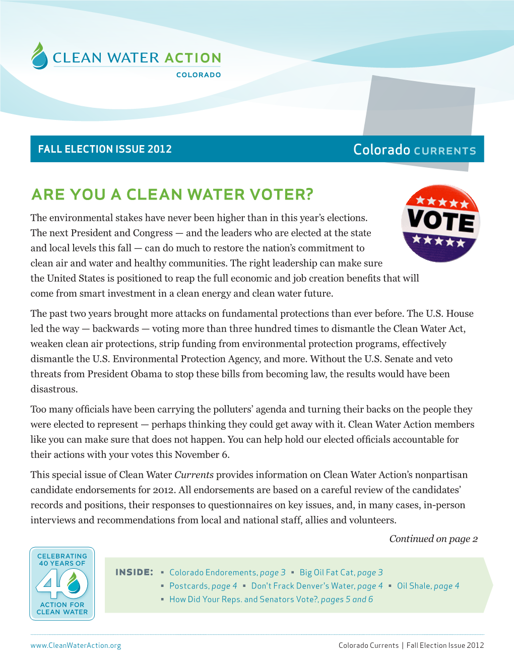 Are You a Clean Water Voter? the Environmental Stakes Have Never Been Higher Than in This Year’S Elections