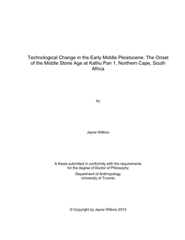 Technological Change in the Early Middle Pleistocene: the Onset of the Middle Stone Age at Kathu Pan 1, Northern Cape, South Africa