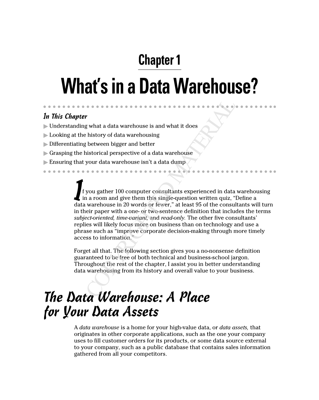 The Data Warehouse: Home for Your Data Assets