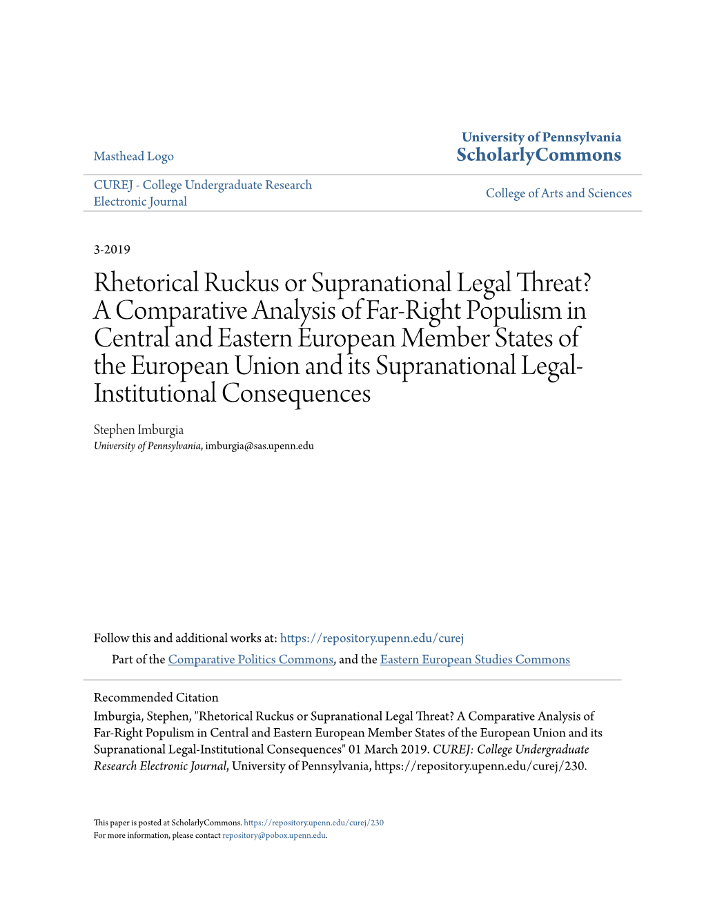 A Comparative Analysis of Far-Right Populism in Central