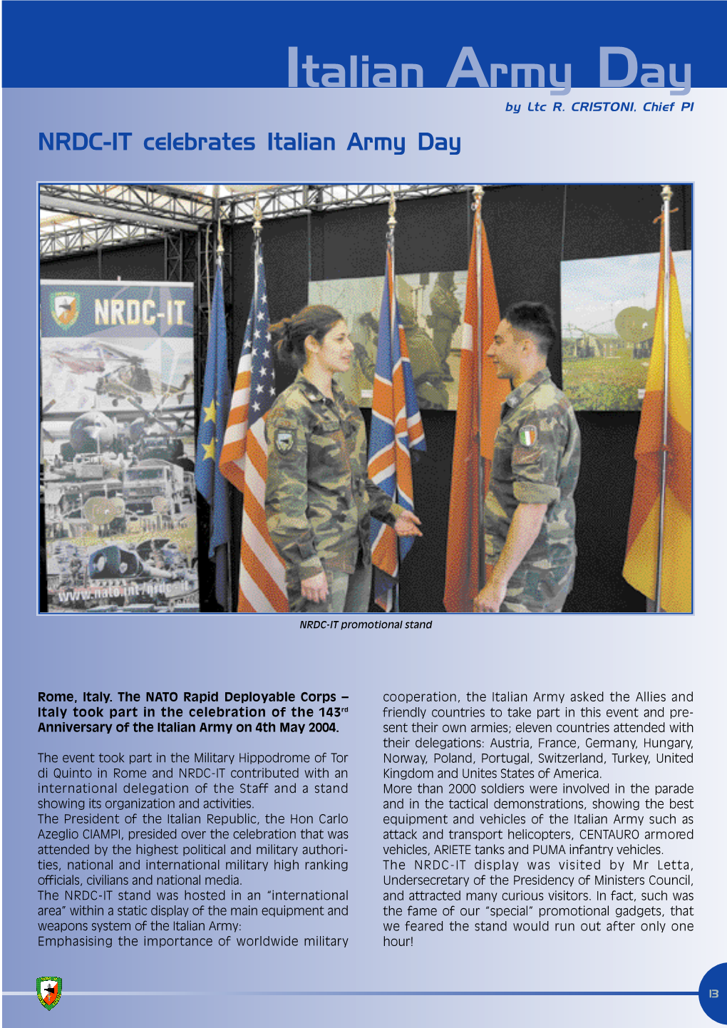 NRDC-IT Celebrates Italian Army Day