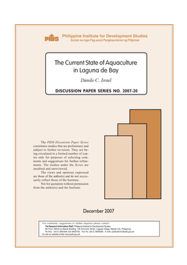 The Current State of Aquaculture in Laguna De Bay Danilo C