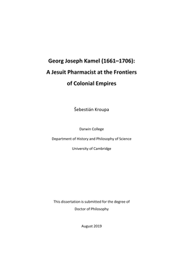 Georg Joseph Kamel (1661–1706): a Jesuit Pharmacist at the Frontiers of Colonial Empires