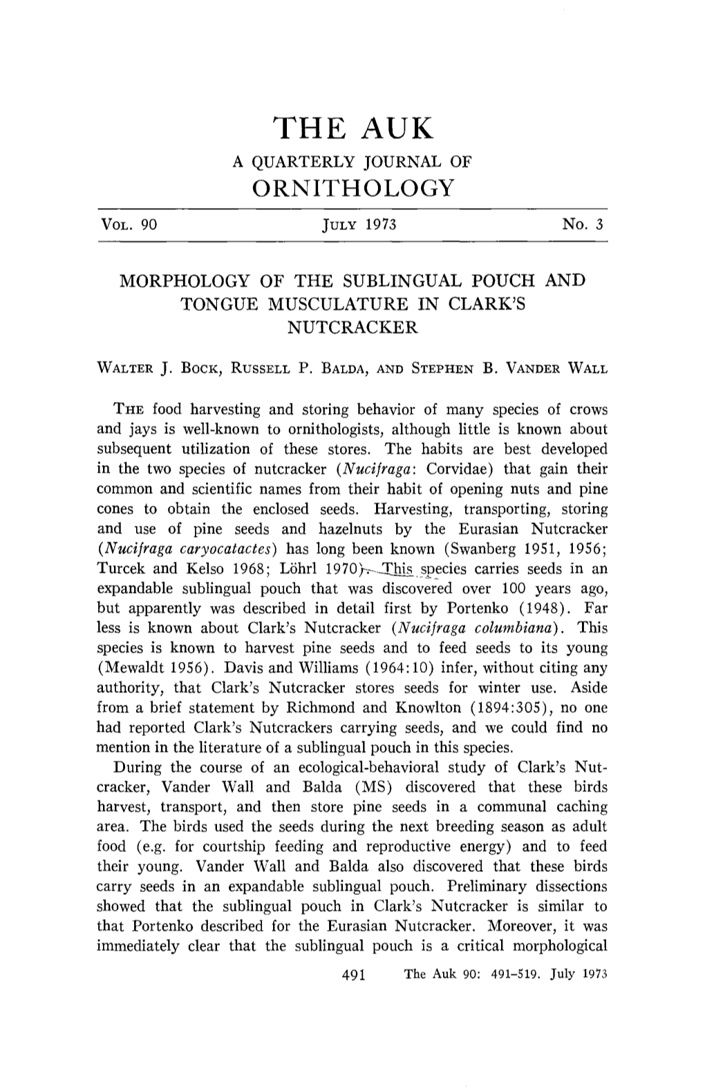 Morphology of the Sublingual Pouch and Tongue Musculature in Clark's Nutcracker