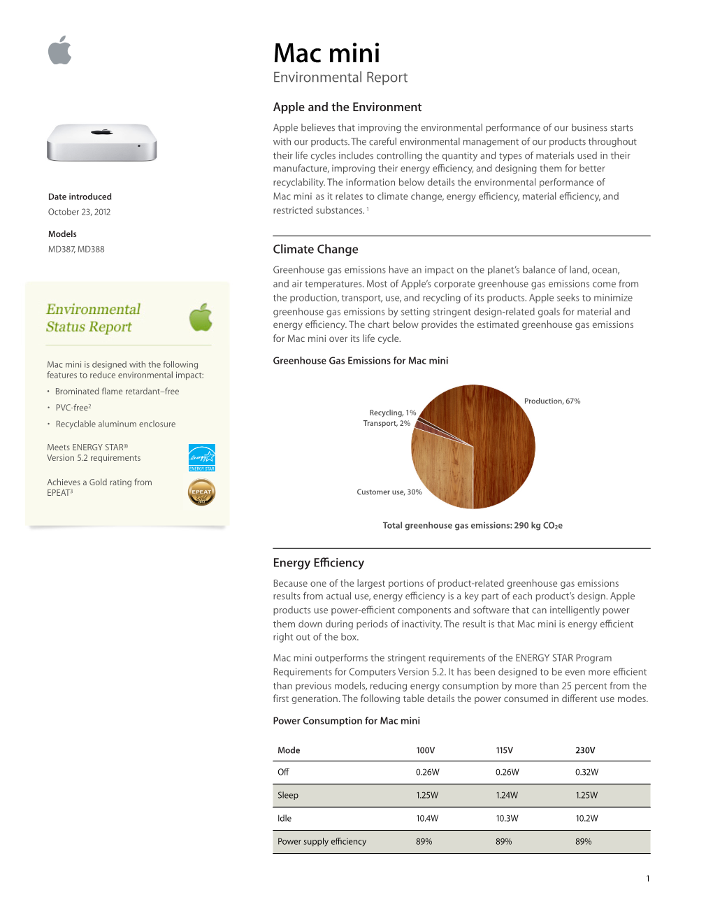 Mac Mini Environmental Report