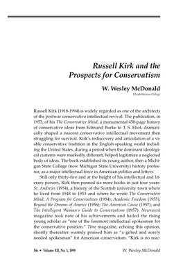 Russell Kirk and the Prospects for Conservatism