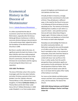 Ecumenical History in the Diocese of Westminster