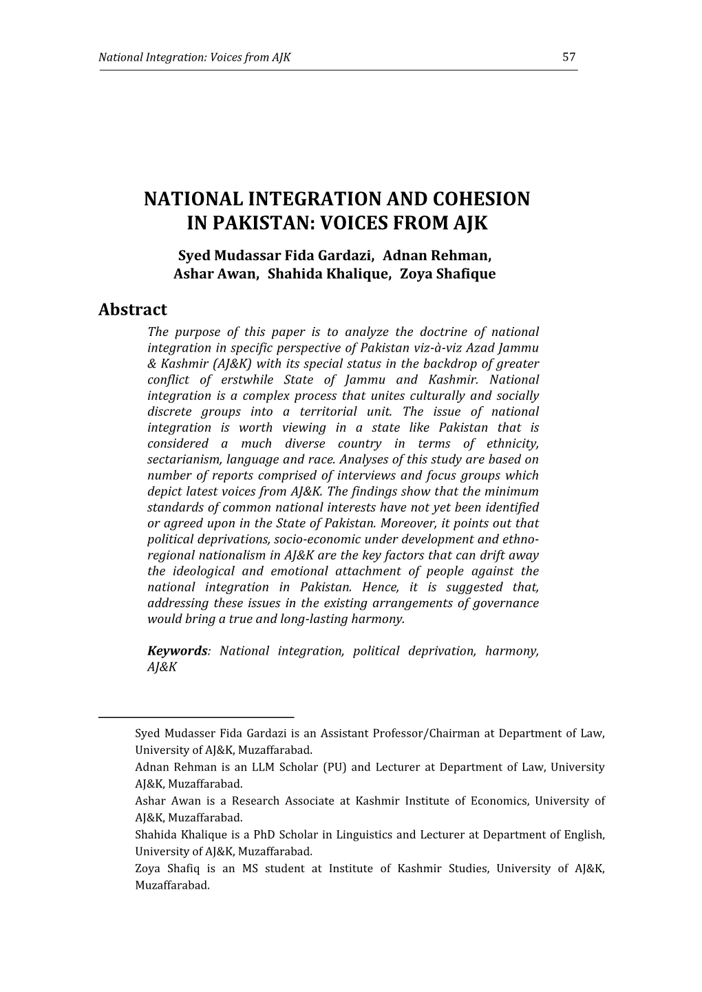 5. National Integration Voices From