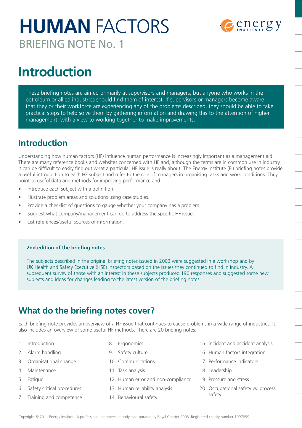 HUMAN FACTORS BRIEFING NOTE No