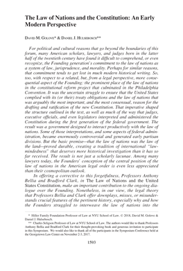 The Law of Nations and the Constitution: an Early Modern Perspective
