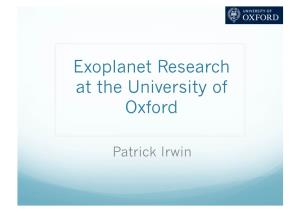 Exoplanet Research at the University of Oxford