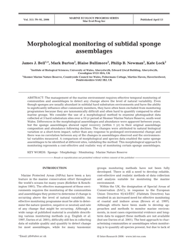 Morphological Monitoring of Subtidal Sponge Assemblages