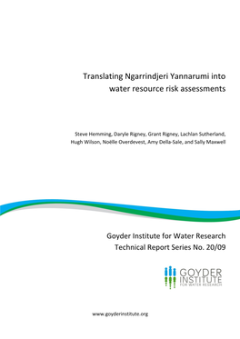 Translating Ngarrindjeri Yannarumi Into Water Resource Risk Assessments