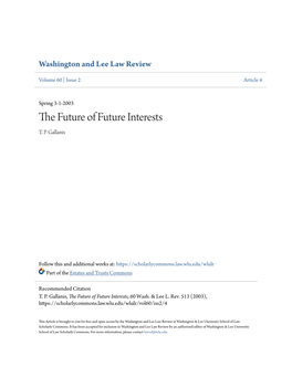 The Future of Future Interests, 60 Wash