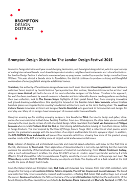 Brompton Design District for the London Design Festival 2015