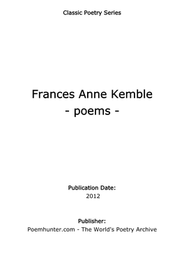 Frances Anne Kemble - Poems