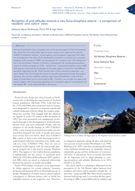 Perception of and Attitudes Towards a New Swiss Biosphere Reserve – a Comparison of Residents’ and Visitors’ Views