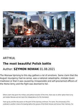 ARTYKUŁ the Most Beautiful Polish Battle Author: Szymon Nowak 07.10