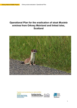 Orkney Native Wildlife Project Orkney Stoat Eradication: Operational Plan