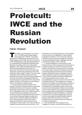 Proletcult- IWCE and the Russian Revolution