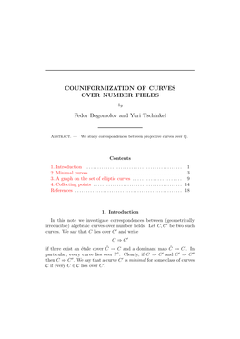 COUNIFORMIZATION of CURVES OVER NUMBER FIELDS by Fedor Bogomolov and Yuri Tschinkel