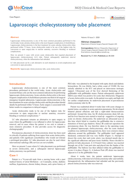 Laparoscopic Cholecystostomy Tube Placement