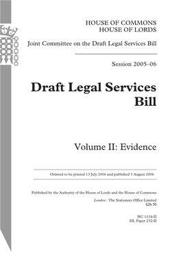 Draft Legal Services Bill