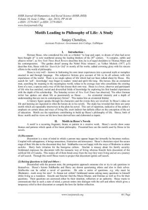 Motifs Leading to Philosophy of Life: a Study