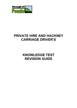 Private Hire and Hackney Carriage Driver's Knowledge Test Revision Guide