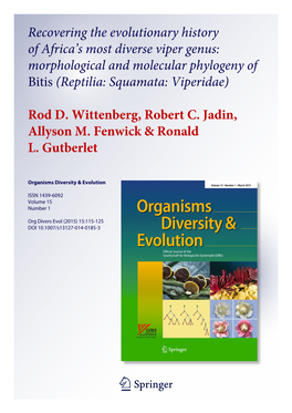 Morphological and Molecular Phylogeny of Bitis (Reptilia: Squamata: Viperidae)