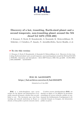 Discovery of a Hot, Transiting, Earth-Sized Planet and a Second Temperate, Non-Transiting Planet Around the M4 Dwarf GJ 3473 (TOI-488) J