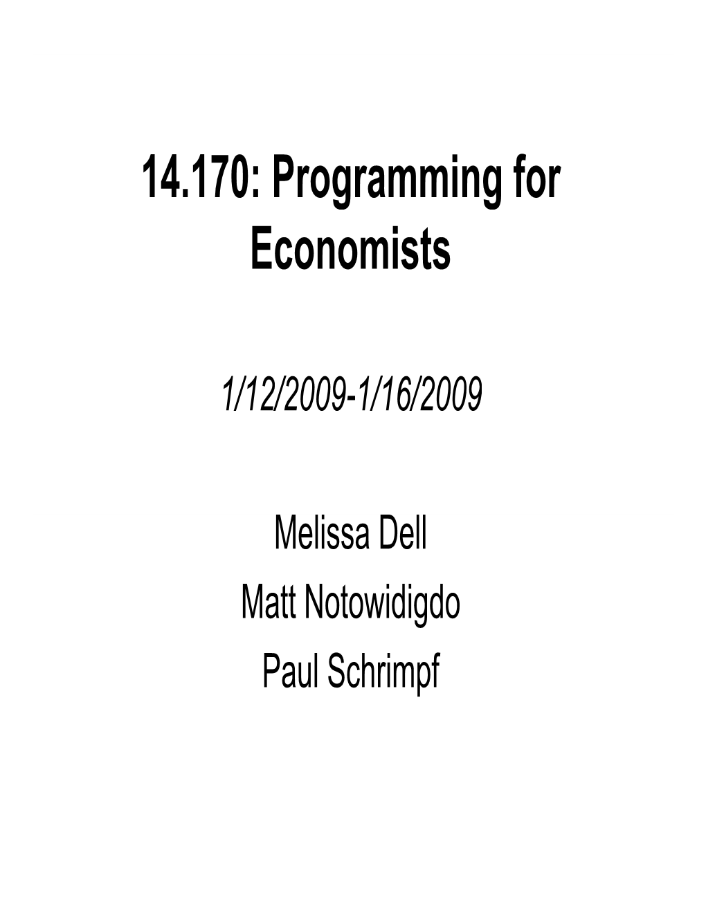 Programming for 14.170