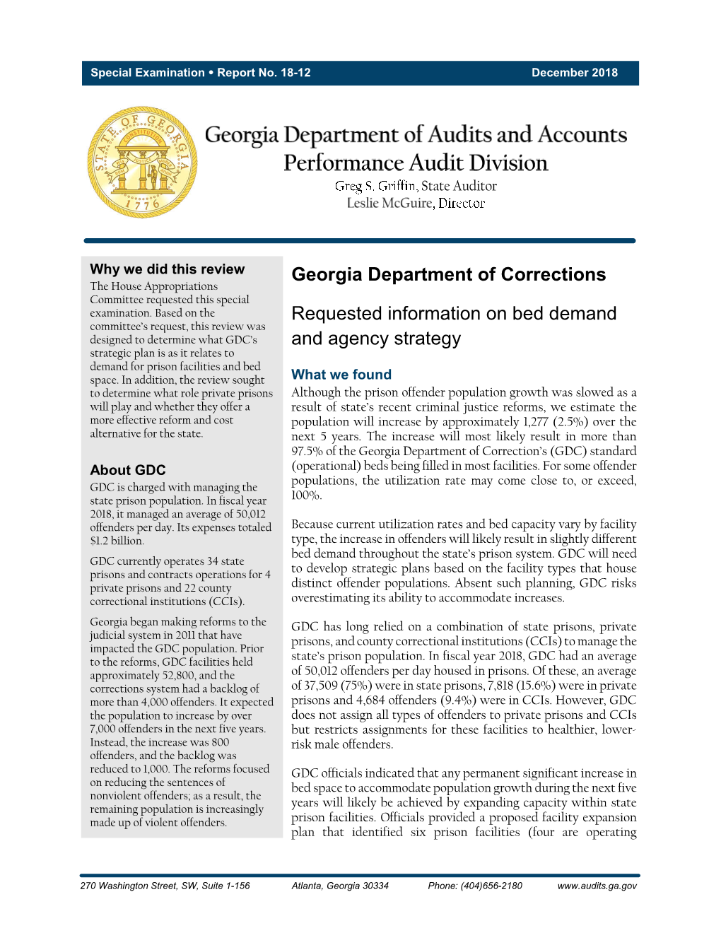 Georgia Department Of Corrections Requested Information On Bed - DocsLib