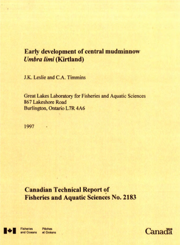 Early Development of Central Mudminnow Umbra Limi (Kirtland)