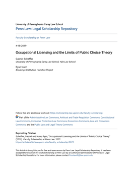 Occupational Licensing and the Limits of Public Choice Theory