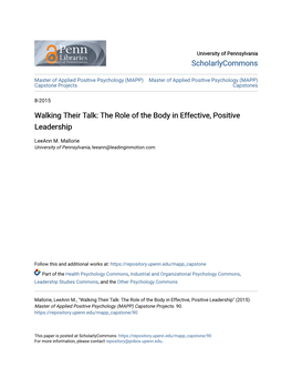 The Role of the Body in Effective, Positive Leadership
