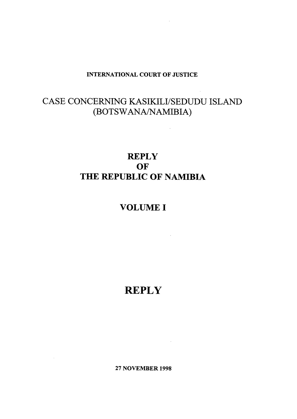 Reply of the Republic of Namibia Volume 1