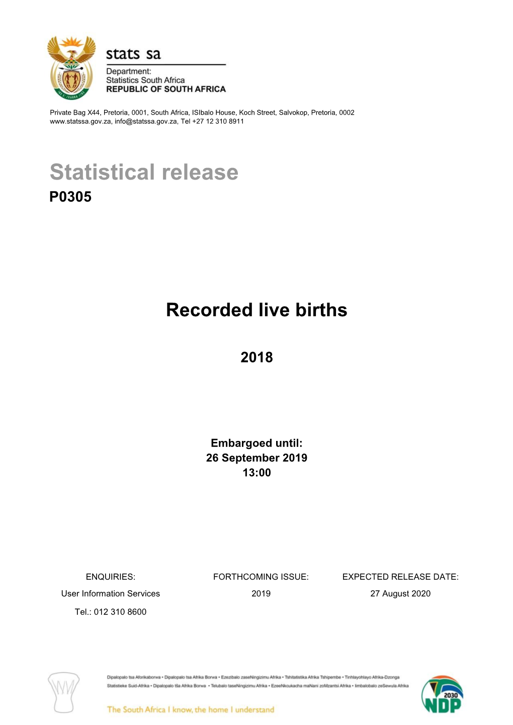 P0305 Recorded Live Births