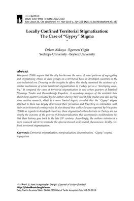 Stigmatization: the Case of “Gypsy” Stigma *