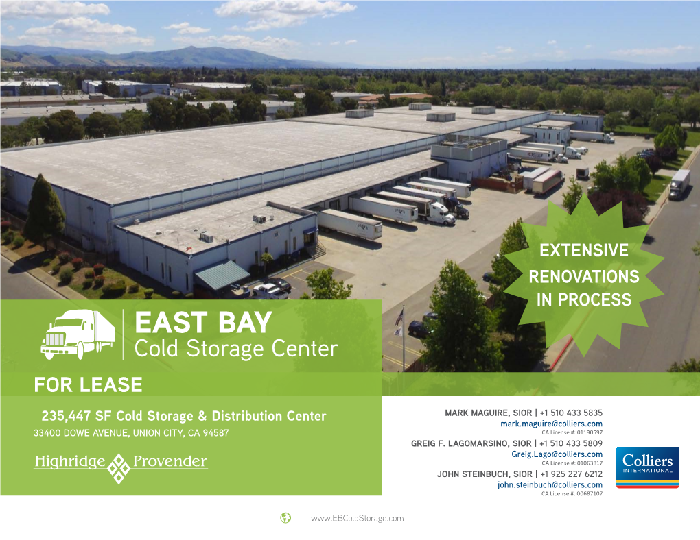 EAST BAY Cold Storage Center for LEASE