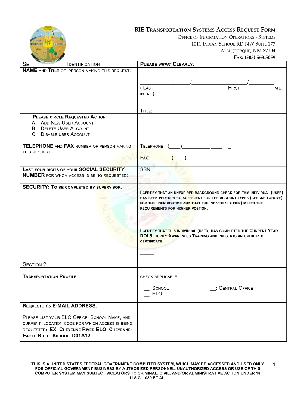 Bia It Systems Access Request Form