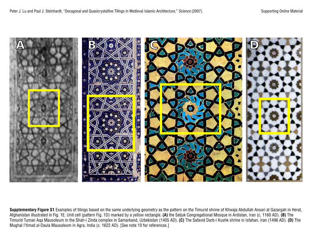 Peter J. Lu and Paul J. Steinhardt, “Decagonal and Quasicrystalline Tilings in Medieval Islamic Architecture,” Science (2007)